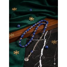 Anemore Collection Kapsül Kesim Altın Varaklı Lacivert Tesbih 