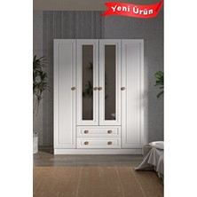 PlatinReyon Bohem 4 Kapak 2 Çekmece Aynalı Gardırop Mdf Kapak