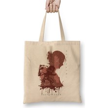 Toyaso Attack On Titan Attack Titan Minimalist Beyaz Bez Çanta Uzun Saplı Alışveriş Çantası Plaj Çantası