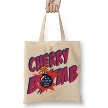 Toyaso Nct 127 Cherry Bomb Beyaz Bez Çanta Uzun Saplı Alışveriş Çantası Plaj Çantası