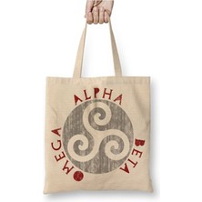 Toyaso Teen Wolf Alpha Beta Omega Beyaz Bez Çanta Uzun Saplı Alışveriş Çantası Plaj Çantası