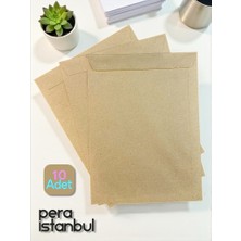Pera İstanbul 10 Adet 24X32 cm Kraft Davetiye Lüks Tebrik Kartı Mektup Mühür Cüzdan Büyük Kapasiteli Torba Zarf