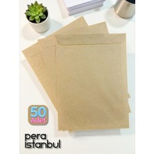 Pera İstanbul 50 Adet 24X32 cm Kraft Davetiye Lüks Tebrik Kartı Mektup Mühür Cüzdan Büyük Kapasiteli Torba Zarf