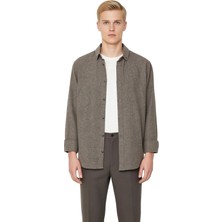 Ersefa Erkek Kışlık Flanel Dokuma Düğmeli Yaka Slim Fit Gömlek Konforlu ve Şık Günlük Stiller Spor
