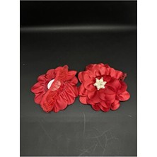 Sırmalı Home Kırmızı Renkli Broşlu El Gülü Gelin İçin Bekarlığa Veda Parti Malzemeleri