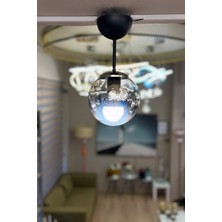 Minimal Globe Black & Silver ONE Krom Cam Avize