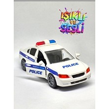 Fidan Oyuncak Işıklı Sesli Polis Arabası Çek Bırak Beyaz Renk Dayanıklı Metal Malzemeden