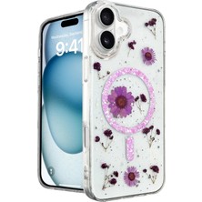 Techmrt Newface Iphone 16 Kılıf Daisy Simli Magsafe Kapak - Mor