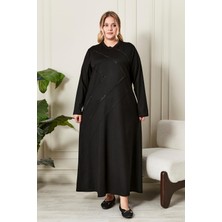 FERACE Kadın Büyük Beden Kristal Penye Elbise