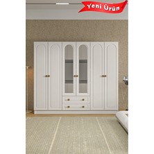 PlatinReyon Bohem 6 Kapak 2 Çekmeceli Aynalı Gardırop Mdf Kapak