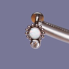 Aida Jewelss Yüksek Kalite G23 Titanium Güneş Beyaz Opal Zirkon Titanyum 6x1.2mm Labret Piercing
