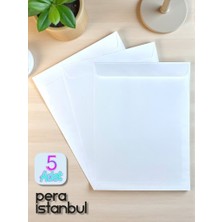 Pera İstanbul 5 Adet 24X32 cm Beyaz Davetiye Lüks Tebrik Kartı Mektup Mühür Cüzdan Büyük Kapasiteli Torba Zarf