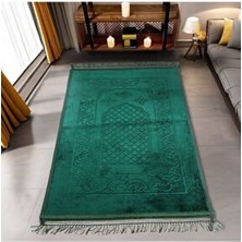 Soft Yumuşak Kadife Peluş Seccade Yeşil Kaymaz Tabanlı Ev Ofis Uyumlu Kullanım İçin Özel Tasarım