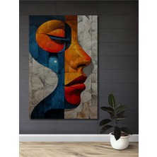 Teona Ahşap Modern Sanat Soyut Insan Yüzü Yağlı Boya Görünümlü Dekoratif Ahşap Tablo Dikdörtgen Tablo