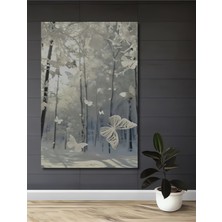 Teona Ahşap Buzlu Orman Kelebekleri Sulu Boya Görünümlü Ahşap Tablo Dikdörtgen Tablo