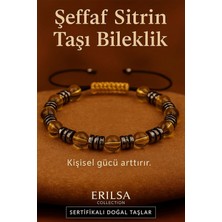 Erilsa Sertifikalı Şeffaf Bal Sitrin Taşı Bileklik 8x8 mm – Kişisel Güç ve Bereket Taşı
