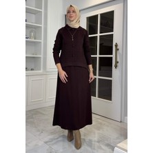 Rabia Şamlı Kumsal Triko Takım Acı Kahve