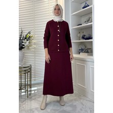 Rabia Şamlı Melis Çelik Örme Triko Takım Bordo