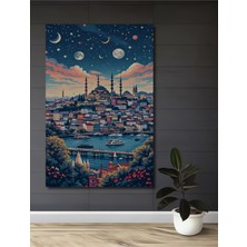 Teona Ahşap Masalsı Istanbul Ayasofya Esintisi Sulu Boya Görünümlü Dekoratif Ahşap Tablo Dikdörtgen Tablo