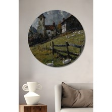 Teona Ahşap Yağlı Boya Görünümlü Çiftlik Hikayesi Ahşap Dekoratif Tablo Yuvarlak Tablo