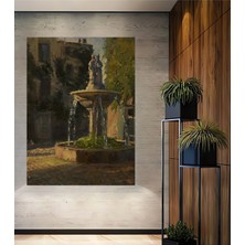 Teona Ahşap Antik Çağ Çeşmesi Yağlı Boya Görünümlü Dekoratif Ahşap Tablo Dikdörtgen Tablo