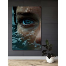 Teona Ahşap Mavi Gözlerin Sırrı Sulu Boya Görünümlü Ahşap Dekoratif Tablo Dikdörtgen Tablo