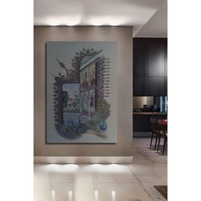 Teona Ahşap Renkli Tavus Kuşu Bahçesi Yağlı Boya Görünümlü Dekoratif Ahşap Tablo Dikdörtgen Tablo