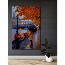 Teona Ahşap Sonbahar Yağmuru Altında Yağlı Boya Görünümlü Ahşap Dekoratif Tablo Dikdörtgen Tablo