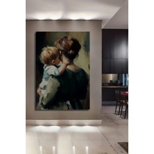 Teona Ahşap Anne ve Bebek Yağlı Boya Görünümlü Ahşap Dekoratif Tablo Dikdörtgen Tablo
