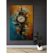 Teona Ahşap Modern Sanat Yağlı Boya Görünümlü Saat Ahşap Dekoratif Tablo Dikdörtgen Tablo