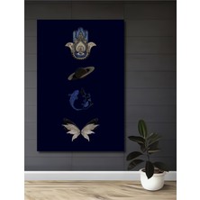 Teona Ahşap Mavi Gezegenin Gızemlı Sembolleri Ahşap Tablo Yağlı Boya Görünümlü Sanat Eseri Dikdörtgen Tablo