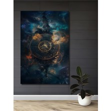 Teona Ahşap Evrensel Zaman Çarkı Sulu Boya Görünümlü Modern Sanat Ahşap Dekoratif Tablo Dikdörtgen Tablo