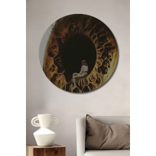 Teona Ahşap Gözden Ahşap Dekoratif Tablo Yağlı Boya Görünümlü Soyut Sanat Yuvarlak Tablo