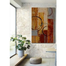 Teona Ahşap Modern Soyut Dairesel Dokulu Yağlı Boya Görünümlü Ahşap Tablo Dikdörtgen Tablo