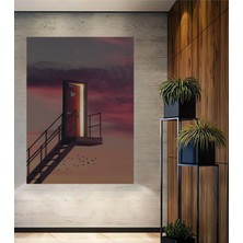 Teona Ahşap Geleceğe Açılan Kapı Sulu Boya Görünümlü Ahşap Dekoratif Tablo Dikdörtgen Tablo