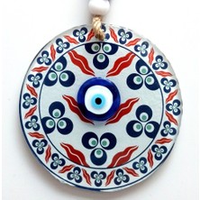 Üç Damla Desenli Nazar Boncuklu Füzyon Cam Duvar Süsü