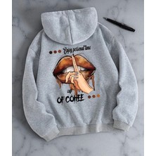 Punix Punıx Büyük Beden Özel Tasarım Kapüşonlu Enjoy Tıme Sırt Baskılı %100 Pamuk Oversize Kadın Sweatshırt