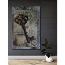 Teona Ahşap Ahşap Dekoratif Tablo Gızemlı Antika Anahtar Harita Tasarımı Yağlı Boya Görünümlü Dikdörtgen Tablo