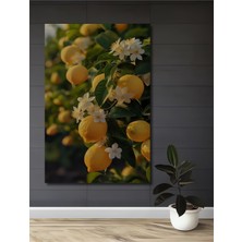 Teona Ahşap Canlı Limon Ağacı Sulu Boya Görünümlü Ahşap Dekoratif Tablo Dikdörtgen Tablo