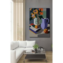 Teona Ahşap Sulu Boya Görünümlü Modern Sanat Şelale Vazo Portakal Dekoratif Ahşap Tablo Dikdörtgen Tablo