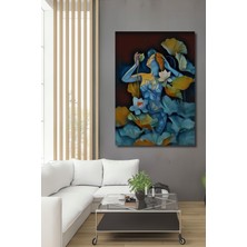 Teona Ahşap Lotus Çiçeği Kadın Portresi Yağlı Boya Görünümlü Modern Sanat Dekoratif Ahşap Tablo Dikdörtgen Tablo