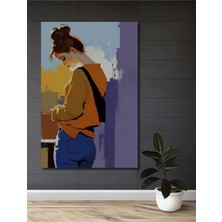 Teona Ahşap Modern Kadın Portresi Sulu Boya Görünümlü Ahşap Dekoratif Tablo Dikdörtgen Tablo