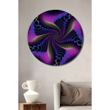 Teona Ahşap Soyut Sanatın Büyülü Dünyası Yağlı Boya Görünümlü Dekoratif Ahşap Tablo Yuvarlak Tablo