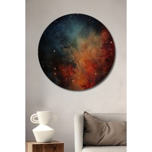 Teona Ahşap Gökada Ahşap Dekoratif Tablo Yağlı Boya Görünümlü Sanat Eseri Yuvarlak Tablo