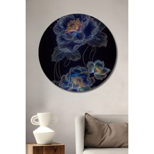 Teona Ahşap Neon Işıltılı Çiçekler Yağlı Boya Görünümlü Ahşap Dekoratif Tablo Yuvarlak Tablo