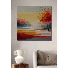 Teona Ahşap Sonbahar Rüyası Yağlı Boya Görünümlü Ahşap Dekoratif Tablo Dikdörtgen Tablo