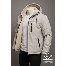 Abillita Kadın Kışlık Bej Su ve Rüzgar Geçirmez Ceket Mont Regular Fit Günlük Kullanım İçin