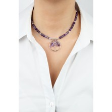 Liveyn Design Yaşam Ağacı Uçlu Ametis Doğaltaş Kolye