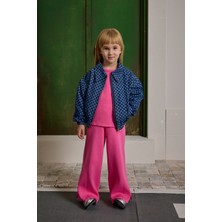 Fahhar Kids Damalı Bomber Denim Ceket Koyu Mavi