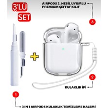 Go Aksesuar Airpods 1. Nesil ve 2. Nesil Uyumlu 3 In 1 Temizleme Aparatlı Set Kalın Koruyucu Silikon Kılıf